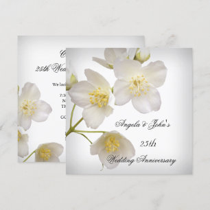 Invitation 25e anniversaire de mariage Élégant floral blanc