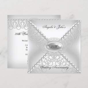 Invitation 25e anniversaire de mariage élégant perle blanc