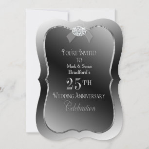 Invitation 25e anniversaire de mariage - Faux diamant argenté