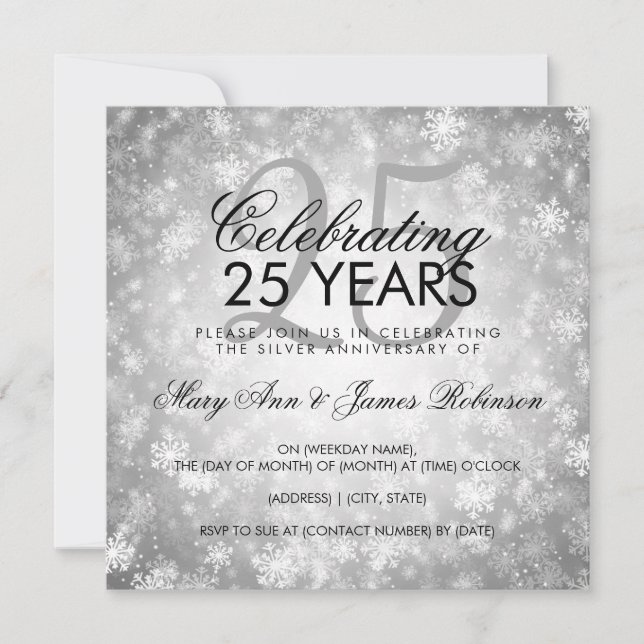 Invitation 25e Anniversaire de Mariage Hiver Merveilleux Arge (Devant)