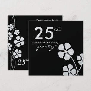 Invitation 25e anniversaire de mariage noir et blanc