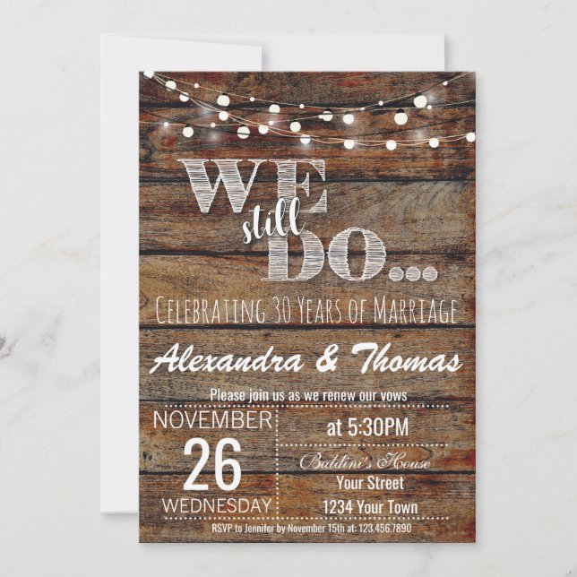 Invitation 25e anniversaire de mariage, Nous célébrons toujou (Devant)