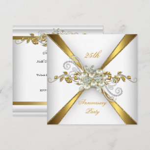 Invitation 25e Anniversaire de Mariage Perle Or Argent