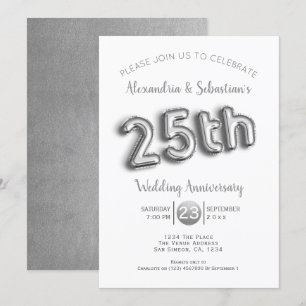 Invitation 25e Anniversaire de Mariage Personnalisé Faux Arge