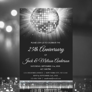 Invitation 25e anniversaire de Mariage soirée boule Disco Arg