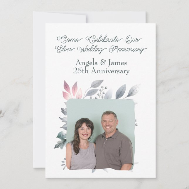 Invitation 25e Anniversaire de Mariage sur Mesure avec Photo  (Devant)