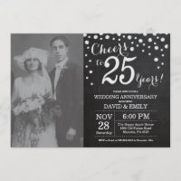 25e Anniversaire de Mariage Tableau Noir Argent