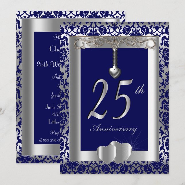 Invitation 25e anniversaire de mariage | Texte DIY (Devant / Derrière)