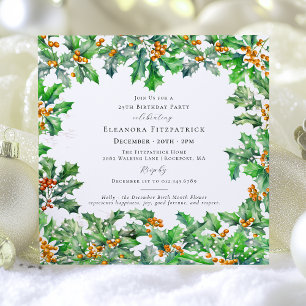 Invitation 25e anniversaire Décembre Fleur de naissance Holly