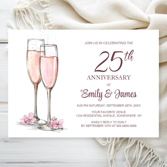 Invitation 25e anniversaire du Mariage Champagne (Créateur téléchargé)