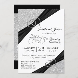 Invitation 25e anniversaire du Mariage de la Parties scintill