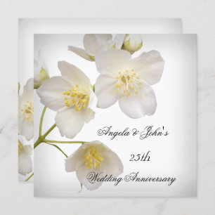 Invitation 25e anniversaire du Mariage Elégant floral blanc