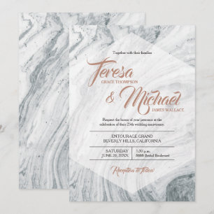 Invitation 25e anniversaire du Mariage Marble Grey