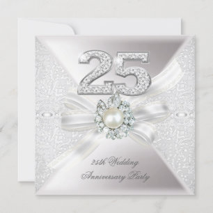 Invitation 25e anniversaire du Mariage Pearl Silver