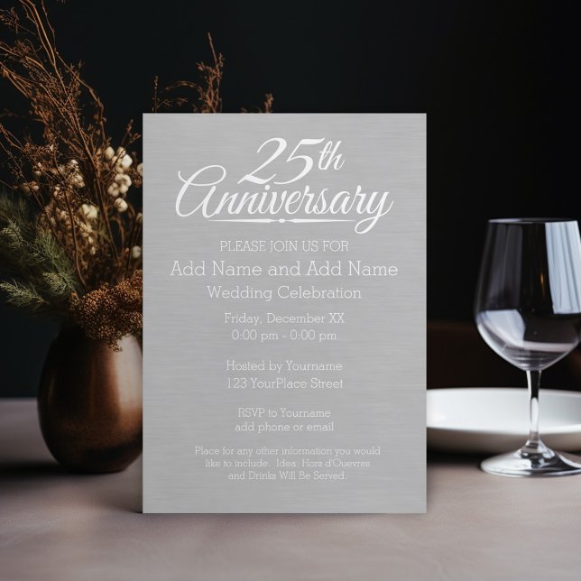 Invitation 25e anniversaire du Mariage Personnalisé (25th Wedding Anniversary Invitation - download option available)