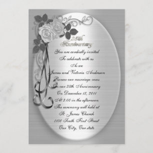 Invitation 25e anniversaire du Mariage vow renouveau Roses bl
