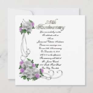 Invitation 25e anniversaire du Mariage vow renouveau Roses bl
