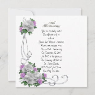 Invitation 25e anniversaire du Mariage vow renouveau Roses bl