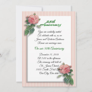 Invitation 25e anniversaire du Mariage vow renouveau roses ro