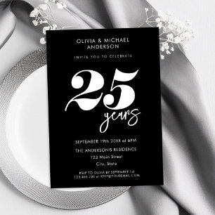 Invitation 25e anniversaire du minimaliste moderne Mariage