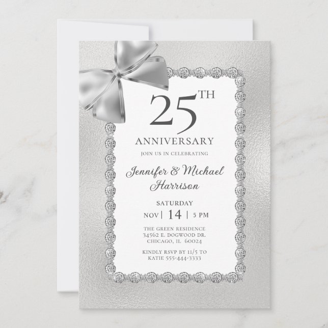 Invitation 25e anniversaire élégant (Devant)