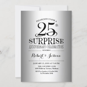 Invitation 25e anniversaire Mariage de surprise - Argent