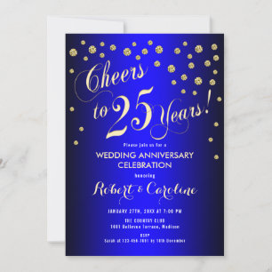 Invitation 25e anniversaire Mariage - Royal Blue & Gold