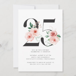 Invitation 25e anniversaire Moderne Floral Rose Gold Green