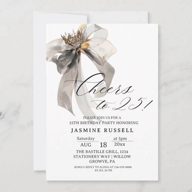 Invitation 25e anniversaire Noir et blanc (Devant)