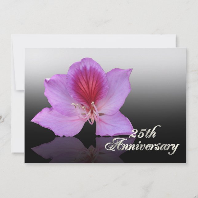 Invitation 25e anniversaire orchidée sur fond noir (Devant)