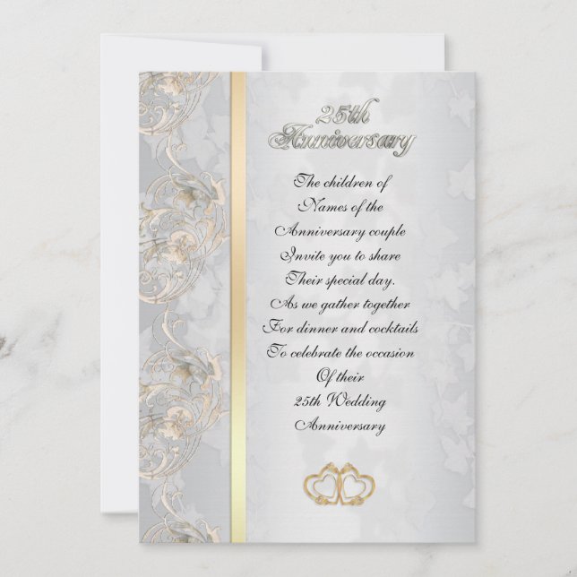 Invitation 25e anniversaire pour l'invitation des parents (Devant)