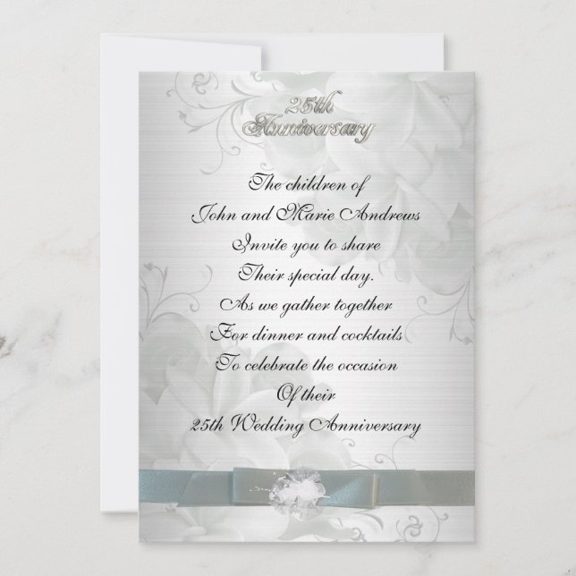 Invitation 25e anniversaire pour l'invitation des parents (Devant)