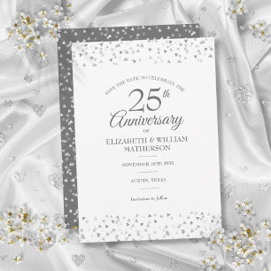 Invitation 25e anniversaire Sauvez la date Coeurs d'argent