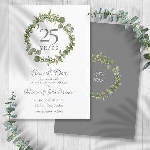 Invitation 25e anniversaire Sauvez la date Garland de verdure
