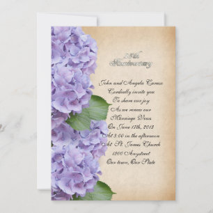Invitation 25e anniversaire vow renouvellement hydrangea flor