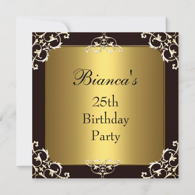 Invitation 25e fête d'anniversaire Black Gold Elit (Devant)