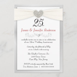 Invitation 25ème Argent de cru d'invitation de fête