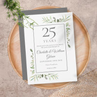 25th Silver Anniversary Save the Date Greenery 