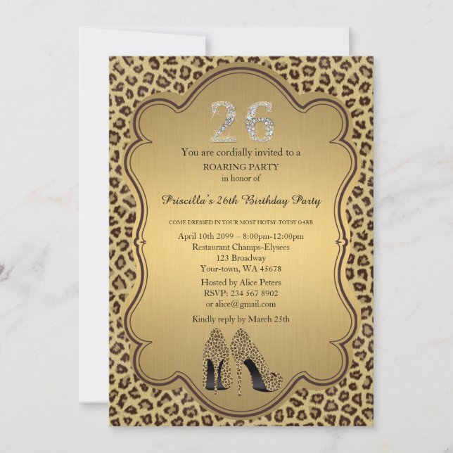 Invitation 26e,Fête d'anniversaire 26e,Chaussures à talons ha (Devant)