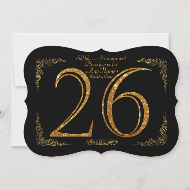 Invitation 26ème, Gatsby de fête d'anniversaire 26ème, grand, (Devant)