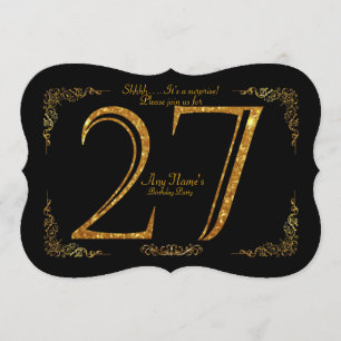 Invitation 27,Fête d'anniversaire 27,grand Gatsby,noir & or