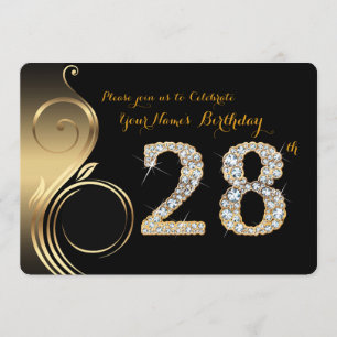 Invitation 28,Invitation d'anniversaire,Nombre de diamants,Ph