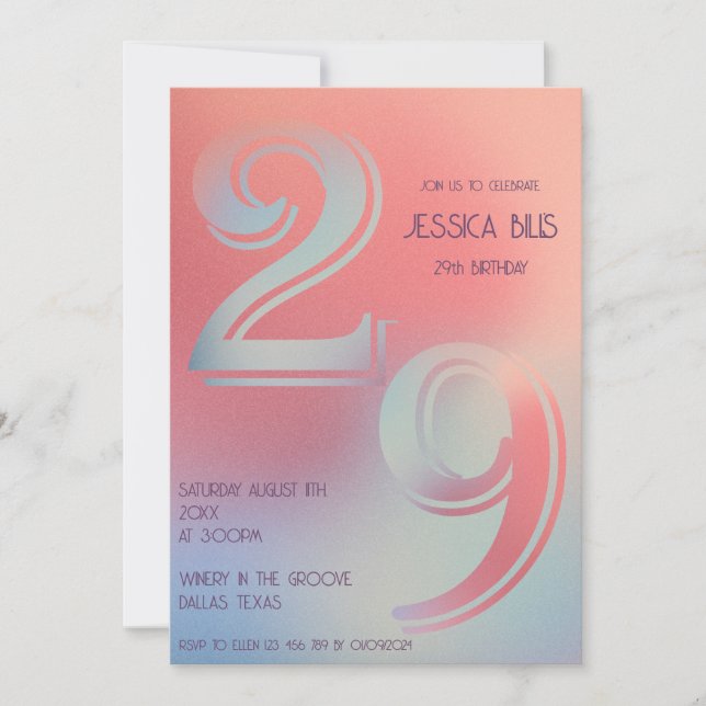 Invitation 29e anniversaire (Devant)