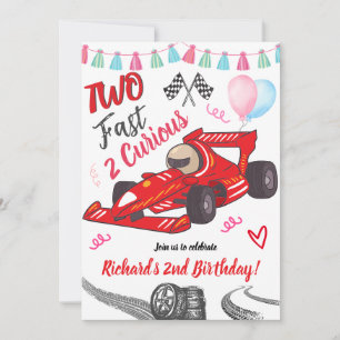 Invitation 2 An Enfants Deux Fast Red Race Car Thème Annivers