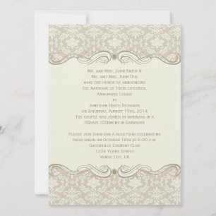 Invitation #2 Crème Tanné Damassé Tourbillons Après-Mariage