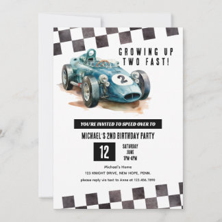 Invitation 2 Fast Race Car 2e Anniversaire de fête