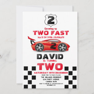 Invitation 2 Fast Race Rouge Voiture Thématique Anniversaire