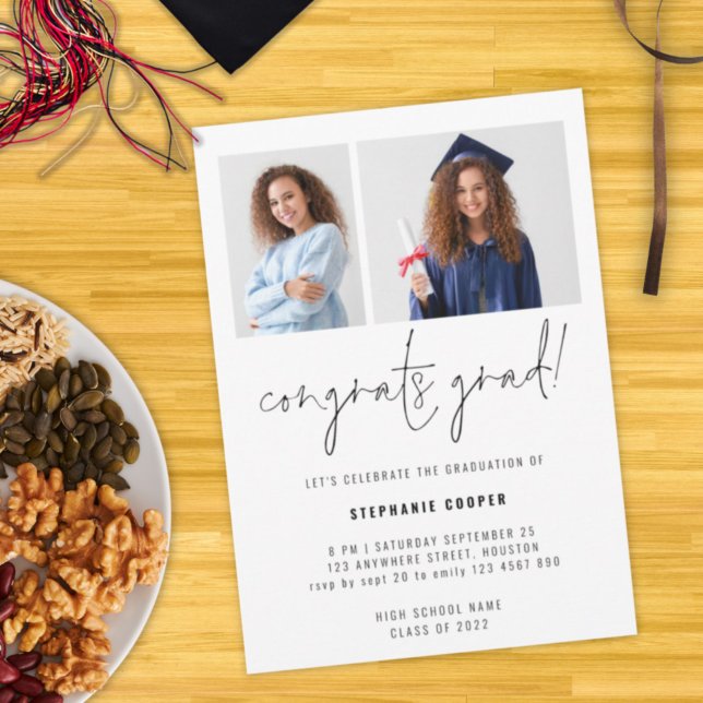 Invitation 2 Félicitations Photo Grad 2022 Graduation Party (Créateur téléchargé)