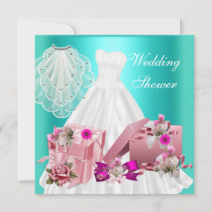 Invitation 2 Fiançailles Mariage Fuschia Turquoise Rose