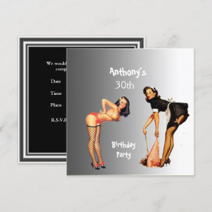 Invitation 2 Filles Pin-up Blanches Fête d'anniver